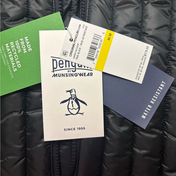 Penguin Vertical Channel Puffer Vest Black New Full Zip Lightweight Size Medium - Picture 7 of 8